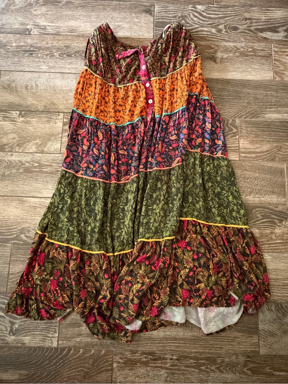 Farm Rio tiered maxi skirt button up XS